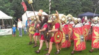 Roman Reenactment at the Amphitheatre in Caerleon Marching In [upl. by Reywas]