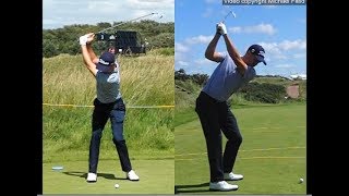 Justin Thomas golf swing  Long Iron faceon amp downtheline July 2017 [upl. by Rocker]