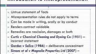 Misrepresentation Lecture 1 of 4 [upl. by Tik257]